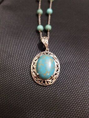 STS Karis Detachable Real-Turquoise-Pendant 925 Sterling Necklace